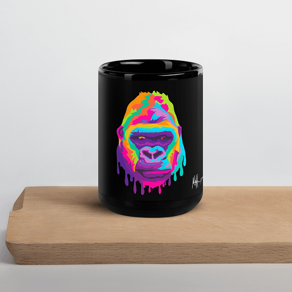 Black Glossy Animal Series Gorilla Mug - Image 4